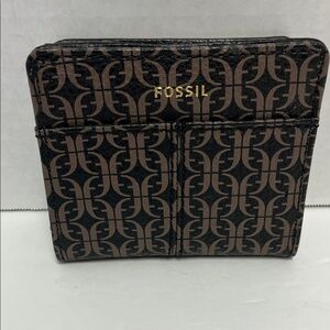 Fossil Black and Brown Geometric Wallet